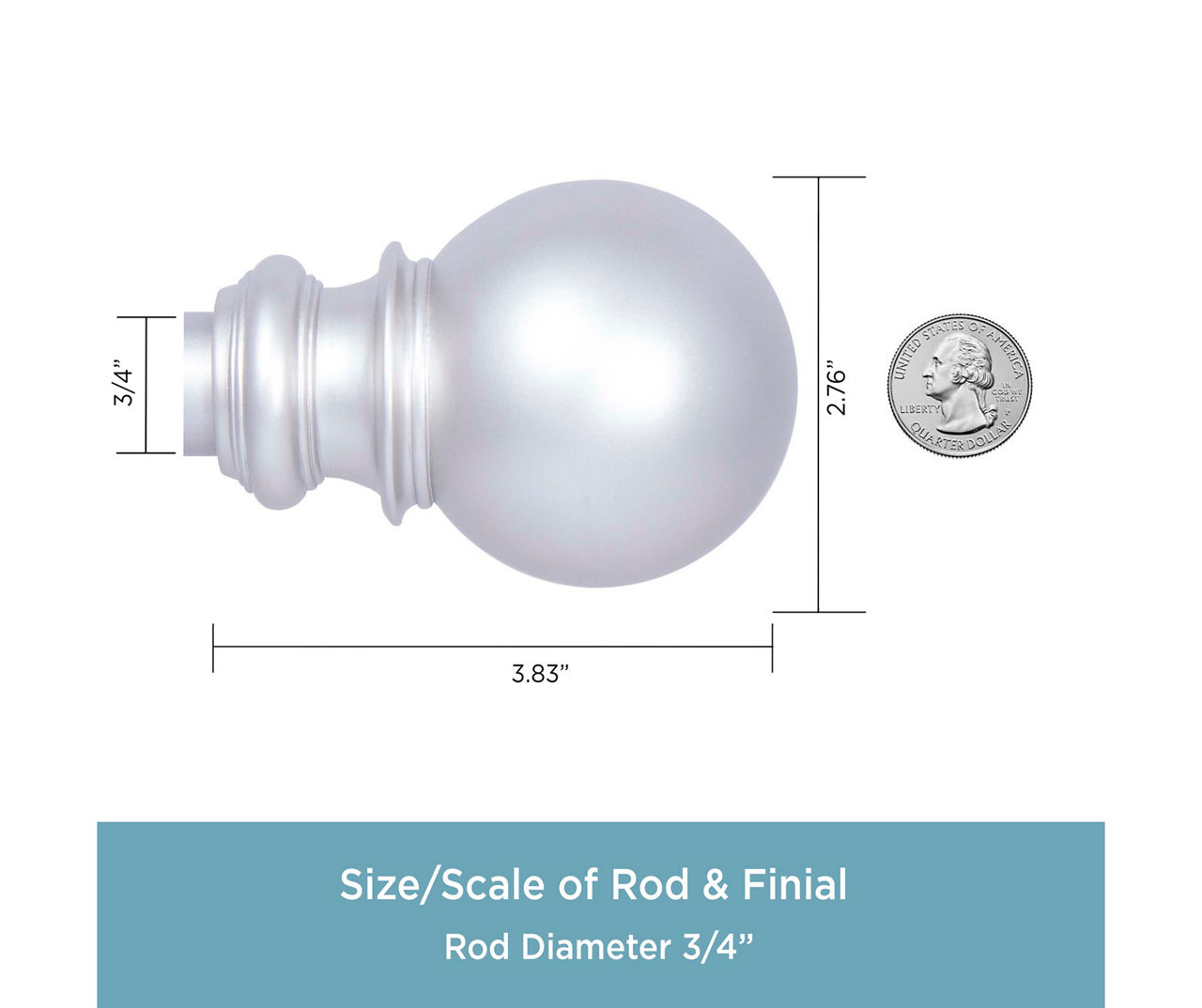 Bryce Satin Nickel 3/4" Adjustable Curtain Rod, (36"-66")