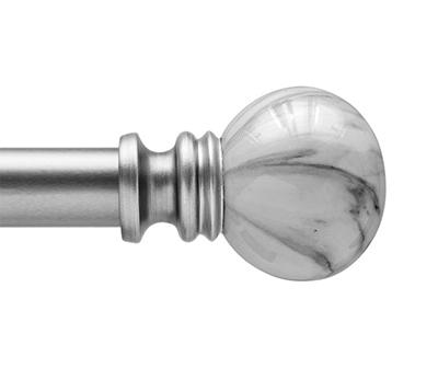 White Marble 3/4" Adjustable Curtain Rod, (66"-120")