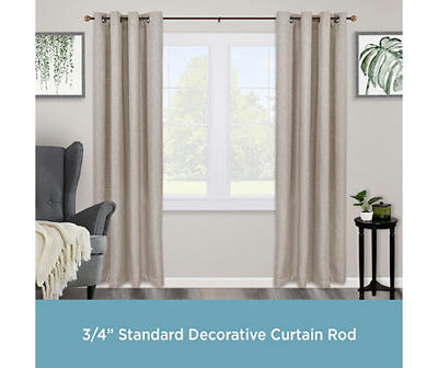 Brown Marble 3/4" Adjustable Curtain Rod, (66"-120")