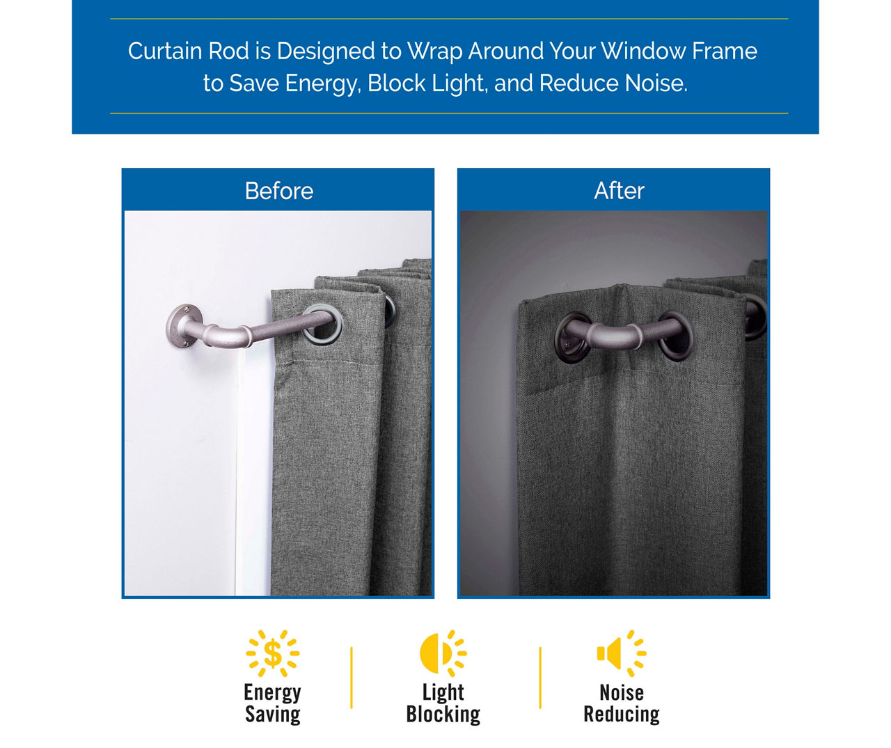 Bronn Polished Pewter 3/4" Wrap Adjustable Curtain Rod, (36"-66")