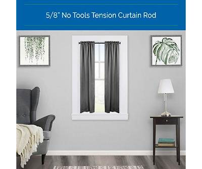 Black 5/8" Adjustable Tension Curtain Rod, (28"-60")