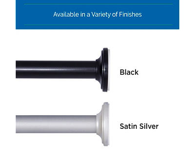 Black 5/8" Adjustable Tension Curtain Rod, (28"-60")