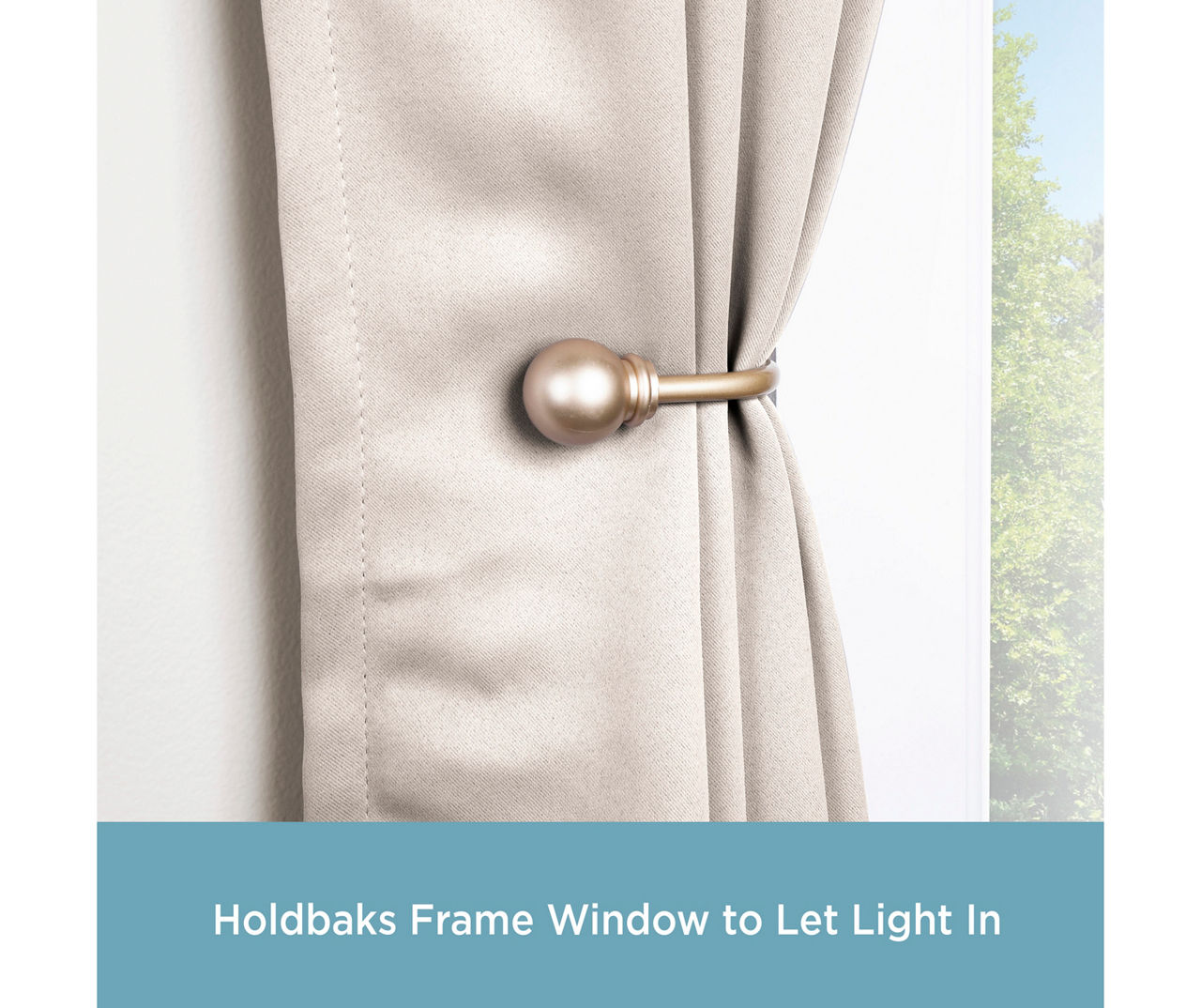 Chelsea Soft Brass 5/8" Curtain Holdback Hooks, 2-Pack