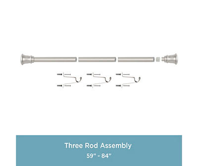 Trumpet Brushed Nickel 1" Adjustable Curtain Rod, (30"-84")