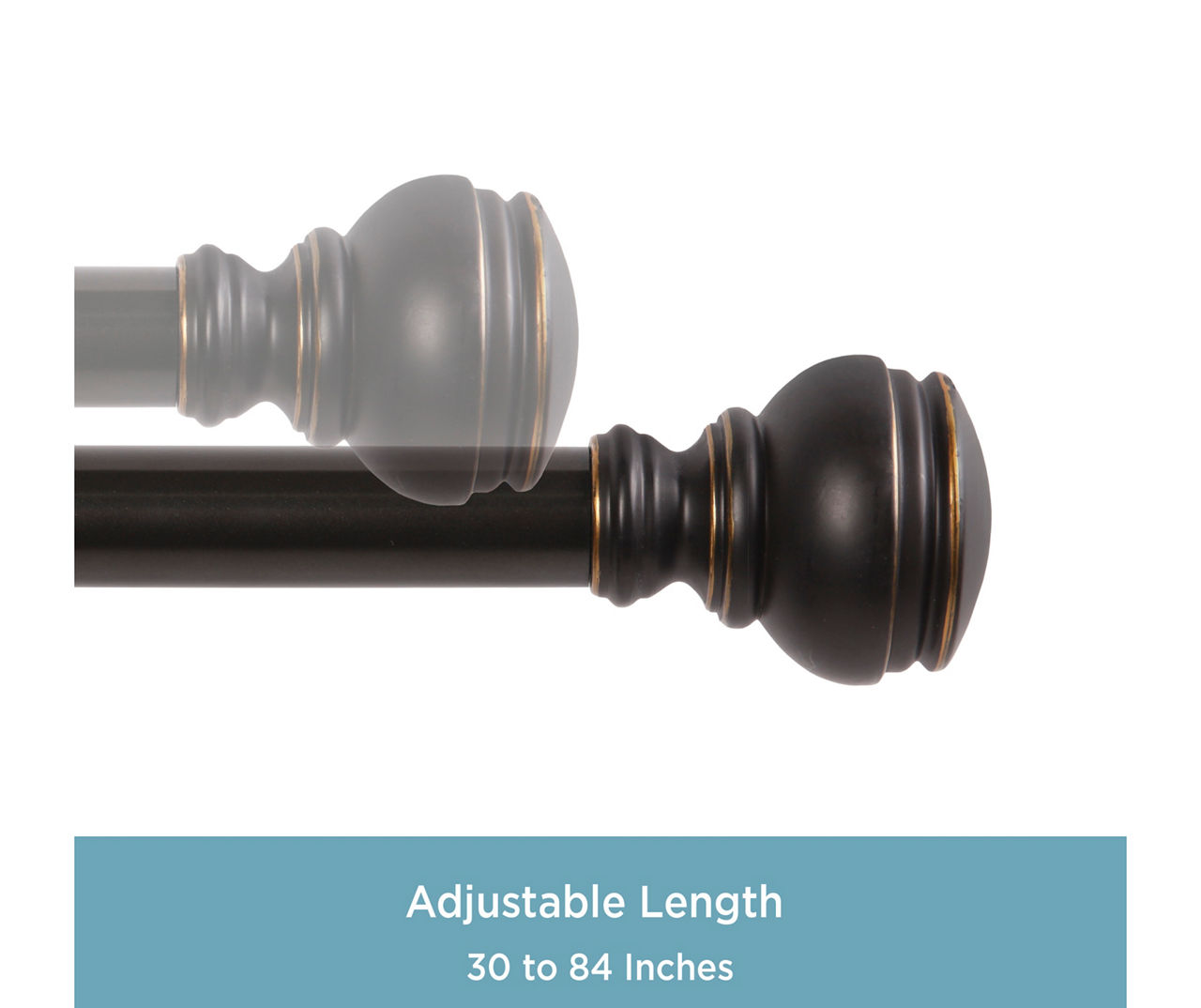 Terry Oil-Rubbed Bronze 1" Adjustable Curtain Rod, (30"-84")