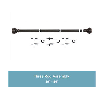 Terry Oil-Rubbed Bronze 1" Adjustable Curtain Rod, (30"-84")