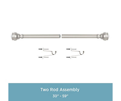 Terry Brushed Nickel 1" Adjustable Curtain Rod, (30"-84")