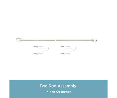 Brushed Nickel Marble 1" Adjustable Curtain Rod, (30"-84")