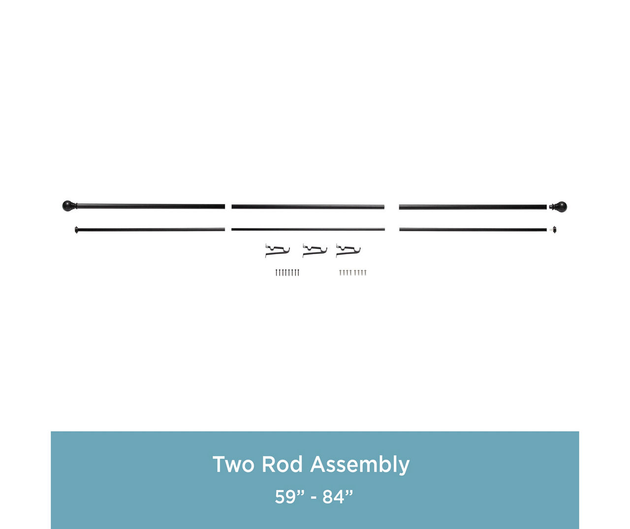 Layla Black 1" Adjustable Double Curtain Rod, (30"-84")