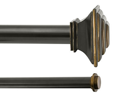 Mission Oil-Rubbed Bronze 1" Adjustable Double Curtain Rod, (66"-120")