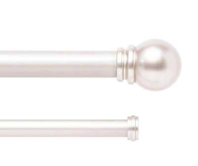 Hamlin Silver 1" Adjustable Curtain Rod, (66"-120")