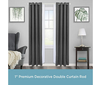 Hamlin Silver 1" Adjustable Curtain Rod, (36"-66")
