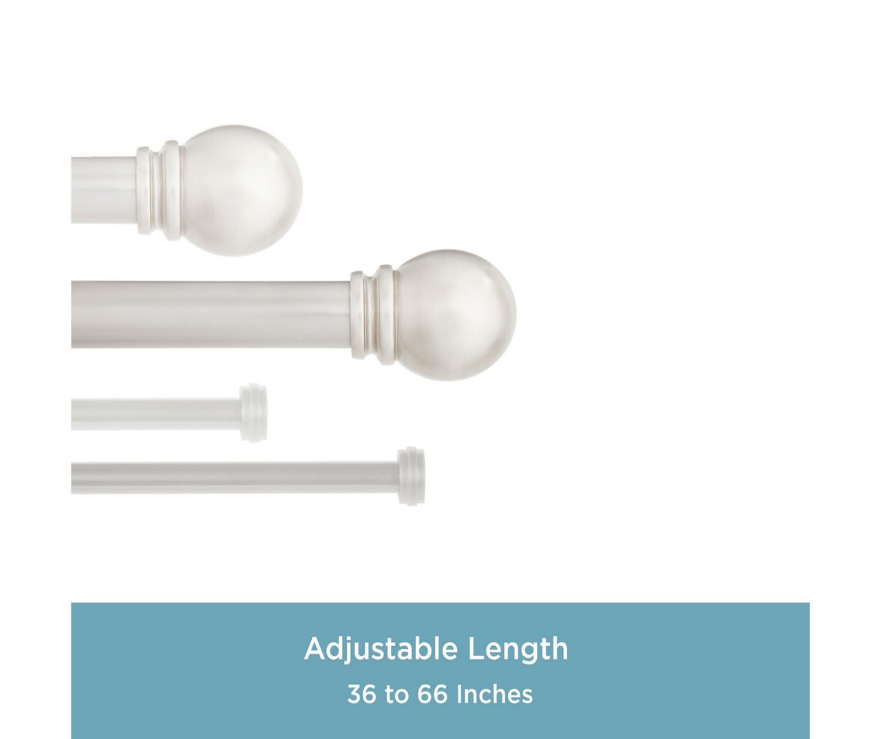 Hamlin Silver 1" Adjustable Curtain Rod, (36"-66")