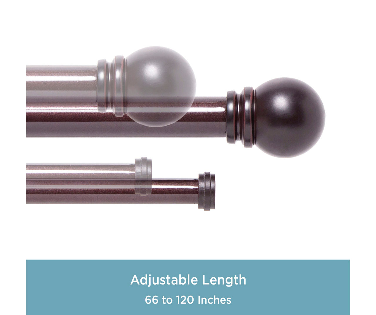 Hamlin Weathered Brown 1" Adjustable Curtain Rod, (66"-120")