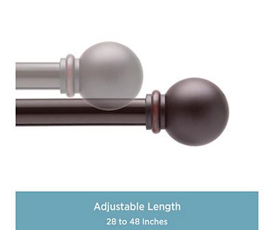 Chelsea Weathered Brown 5/8" Adjustable Curtain Rod, (28"-48")