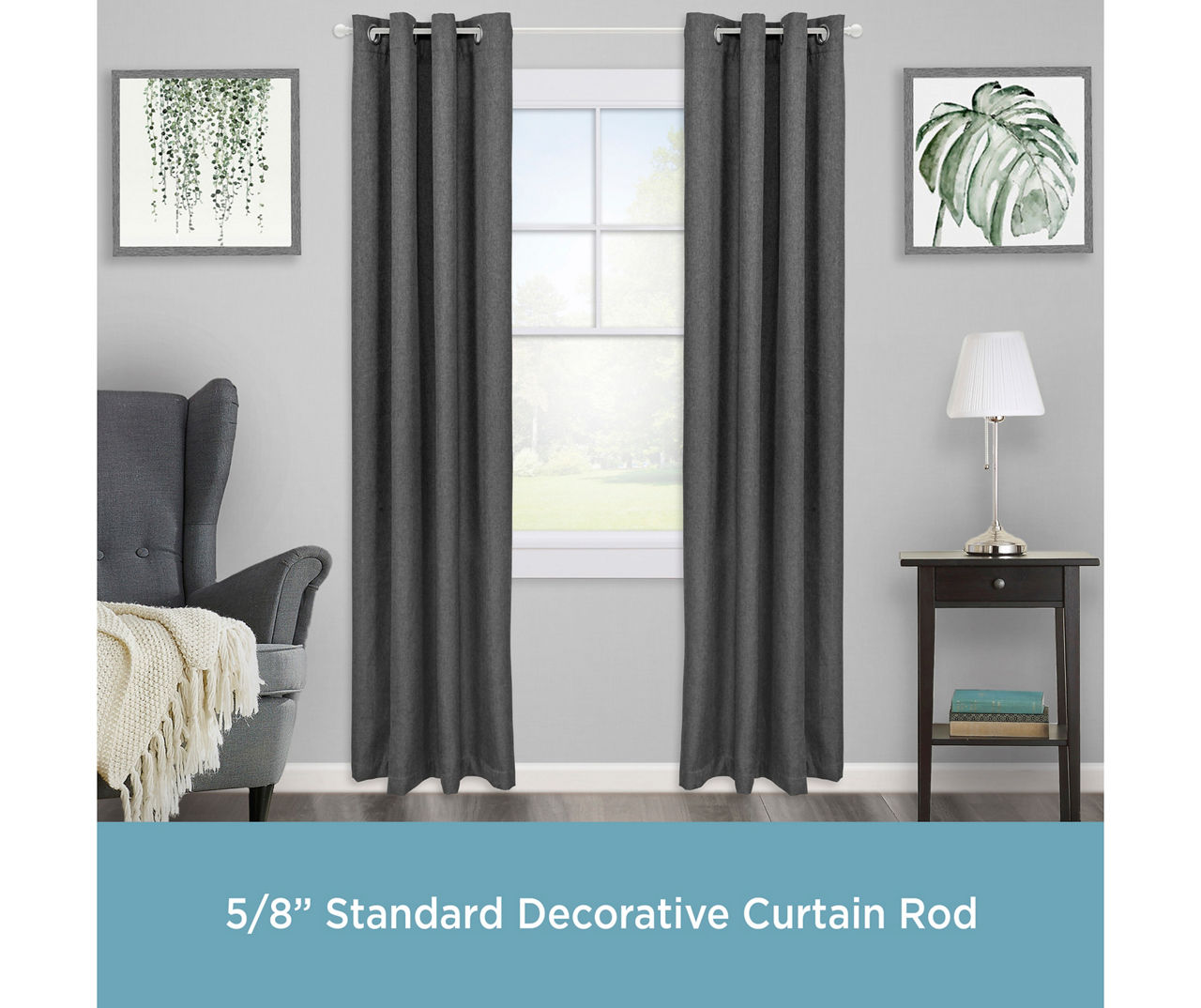 Chelsea Bright White 5/8" Adjustable Curtain Rod, (28"-48")