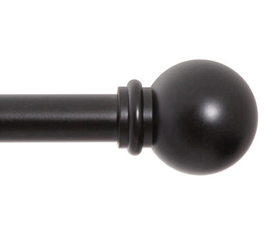 Chelsea Matte Black 5/8" Adjustable Curtain Rod, (28"-48")