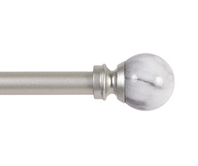 Jillian White Marble Adjustable Curtain Rod, (28"-48")