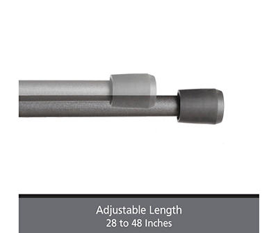 Fast Fit Gunmetal 4-Piece 7/16" Adjustable Tension Curtain Rod Set, (28"-48")