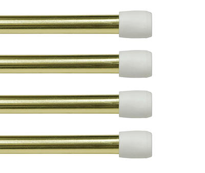 Fast Fit Brass 4-Piece 7/16" Adjustable Tension Curtain Rod Set, (28"-48")