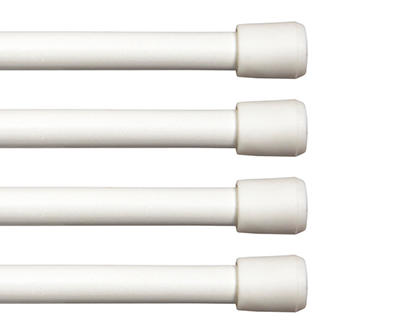 Fast Fit White 4-Piece 7/16" Adjustable Tension Curtain Rod Set, (28"-48")