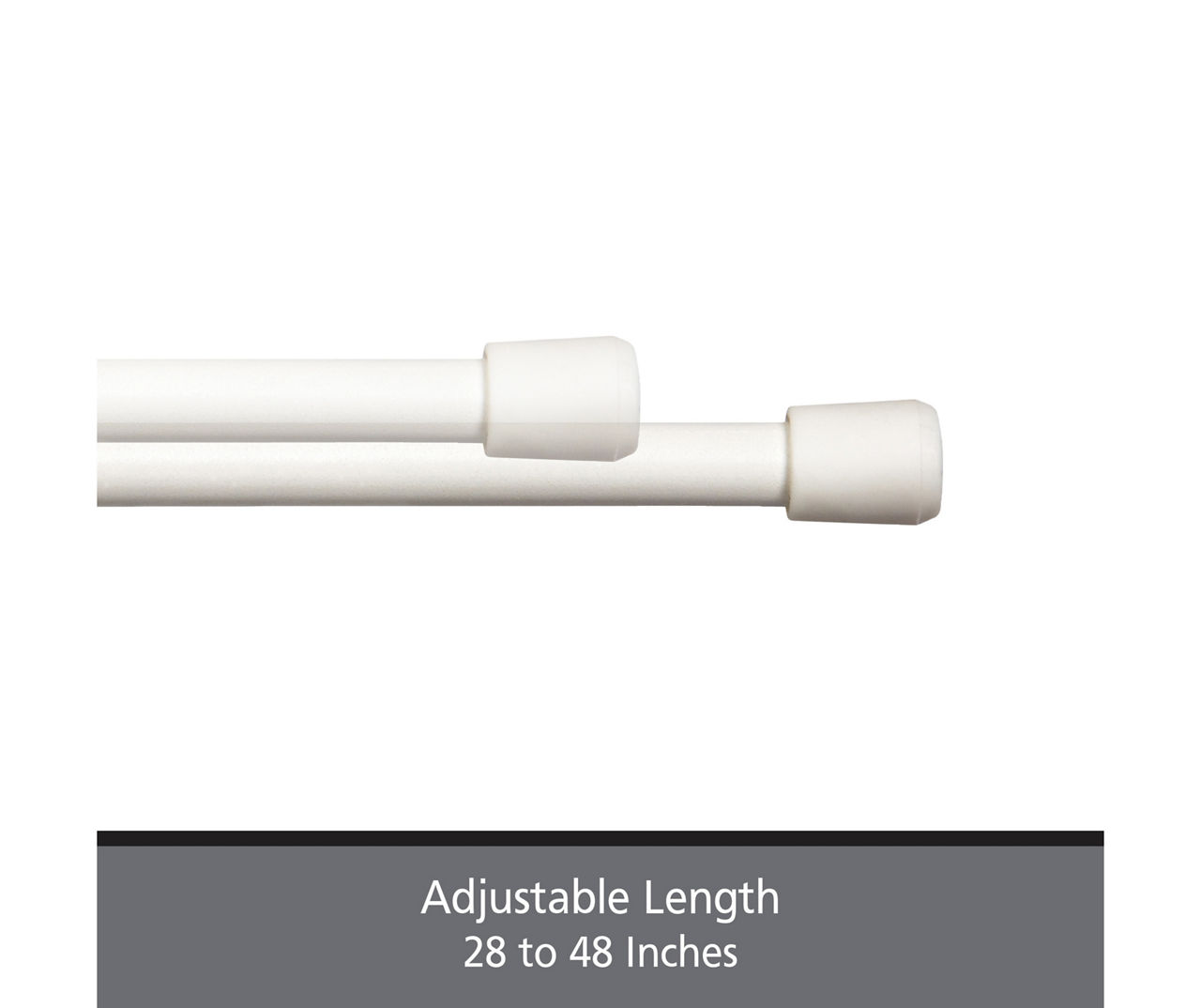 Fast Fit White 4-Piece 7/16" Adjustable Tension Curtain Rod Set, (28"-48")
