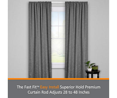 Fast Fit White 2-Piece Adjustable Tension Curtain Rod Set, (28"-48")