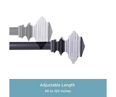Faith Gunmetal 3/4" Adjustable Double Curtain Rod, (66"-120")