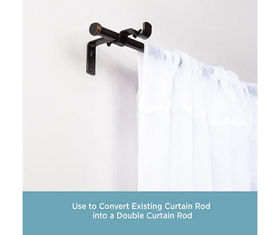 Oil-Rubbed Bronze Double 5/8" Adjustable Curtain Rod Conversion Kit, (42"-120")