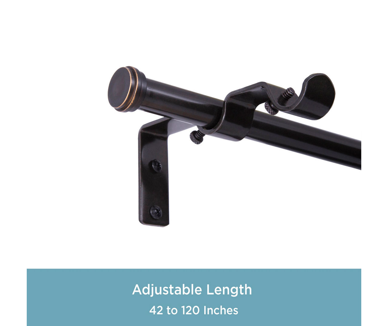 Oil-Rubbed Bronze Double 5/8" Adjustable Curtain Rod Conversion Kit, (42"-120")
