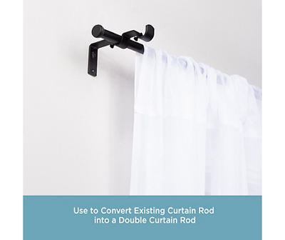 Black Double 5/8" Adjustable Curtain Rod Conversion Kit, (42"-120")