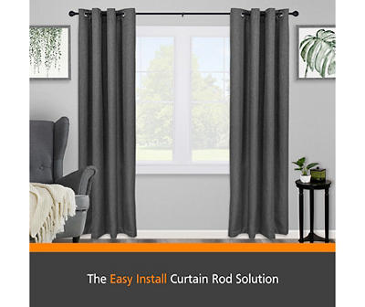 Dryden Fast Fit Black 5/8" Adjustable Curtain Rod, (66"-120")