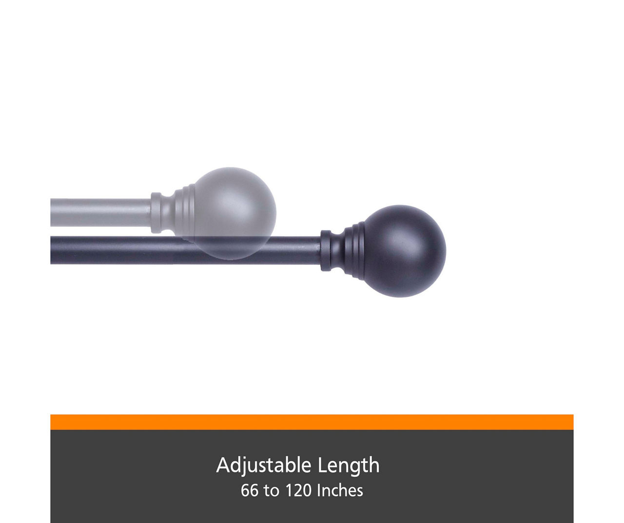 Dryden Fast Fit Black 5/8" Adjustable Curtain Rod, (66"-120")