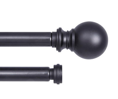 Wakefield Black Adjustable Double Curtain Rod, (36"-66")
