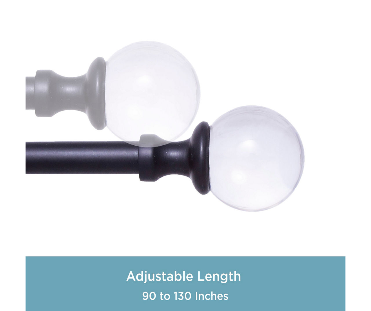 Finley Matte Black 5/8" Adjustable Curtain Rod, (90"-130")