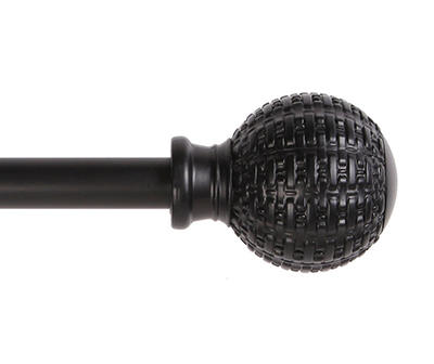 Black Ball 5/8" Adjustable Curtain Rod, (48"-86")