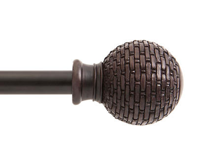 Weathered Brown Ball 5/8" Adjustable Curtain Rod, (90"-130")