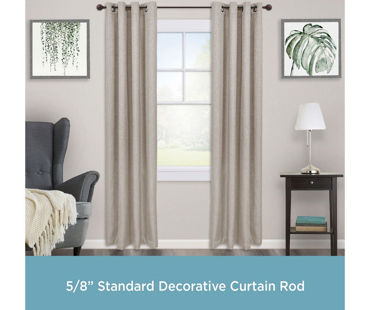 Weathered Brown Ball 5/8" Adjustable Curtain Rod, (28"-48")