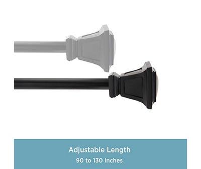 Seville Matte Black 5/8" Adjustable Curtain Rod, (90"-130")