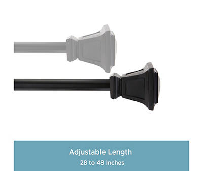 Seville Matte Black 5/8" Adjustable Curtain Rod, (28"-48")