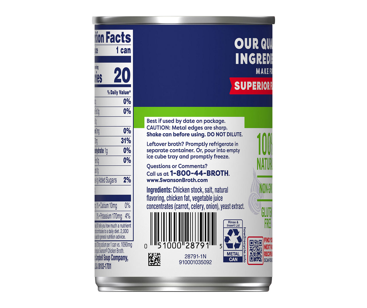 Swanson Natural Goodness 33% Less Sodium Chicken Broth, 10.5 oz can