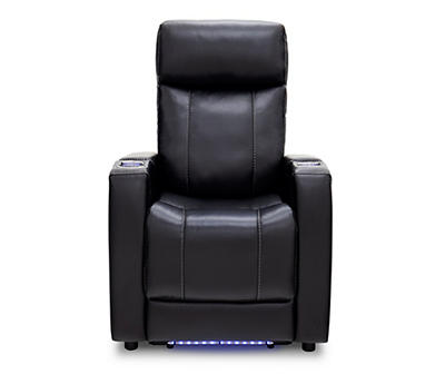 Black Home Theater Faux Leather Power Recliner