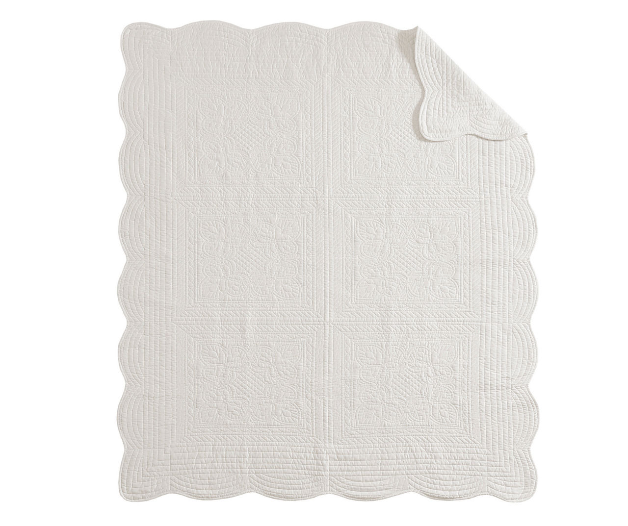 Marino White Scallop-Edge Quilted Throw, (60" x 72")
