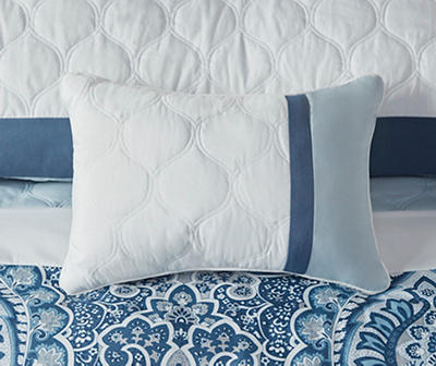 Stacie Blue Damask King 8-Piece Comforter Set
