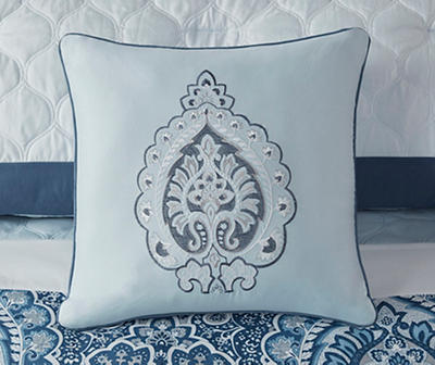 Stacie Blue Damask King 8-Piece Comforter Set