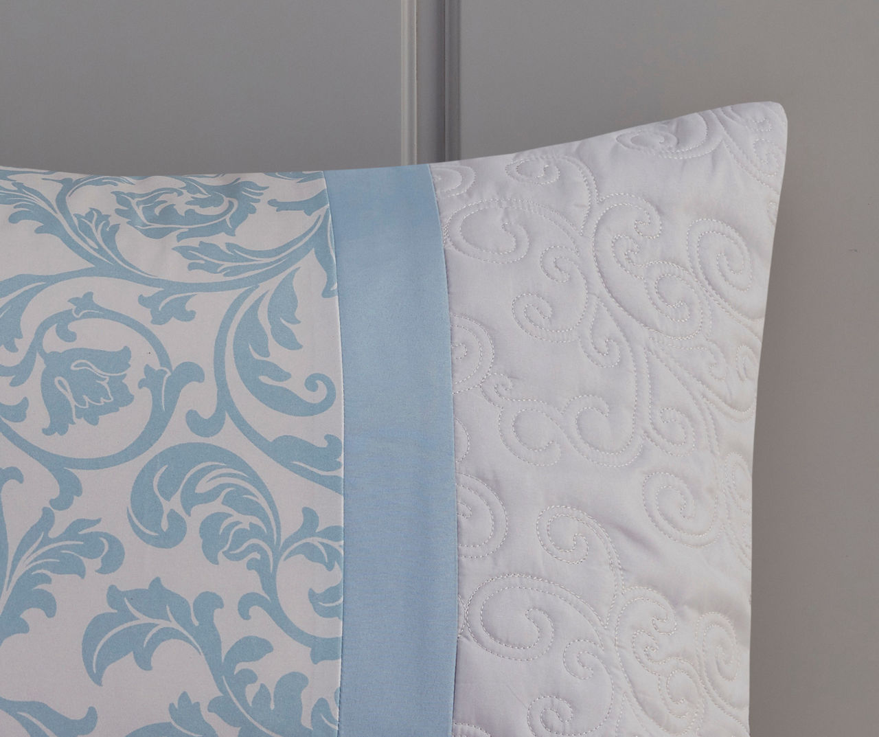 Casey Blue & White Embroidered Damask Queen 8-Piece Comforter Set