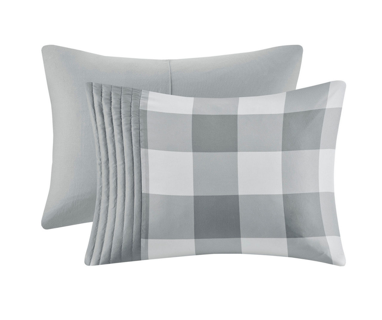 Kingston Gray & White Buffalo Check Queen 8-Piece Comforter Set