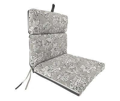 Adair Fitch Gray Floral & Stripe Reversible Outdoor Chair Cushion
