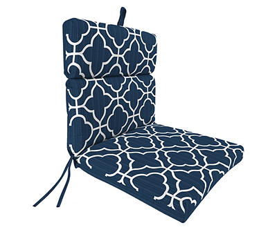 Fandango Navy Quatrefoil Reversible Outdoor Chair Cushion