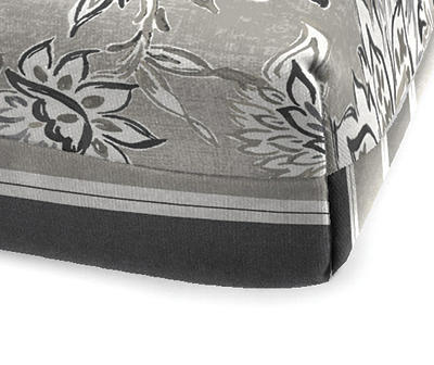 Adair Fitch Gray Floral & Stripe Reversible Outdoor Chaise Cushion